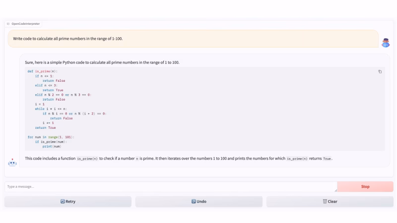 OpenCodeInterpreter运行界面