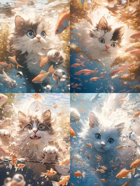 水中的猫咪