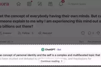 Quora 页面中嵌入的 ChatGPT 小组件的截图