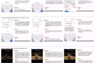图 3: 三款应用的定性任务评估。这幅图展示了在 Google Maps、Gmail 和 Lightroom 上执行的三种不同任务的定性成果。它体现了 AppAgent 在不同应用场景中准确感知、推理和执行任务的能力。由于篇幅限制，部分非关键细节已被省略。
