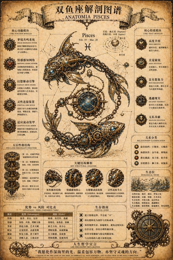 [AI生图咒语] 例179 – 蒸汽朋克射手座解剖图谱