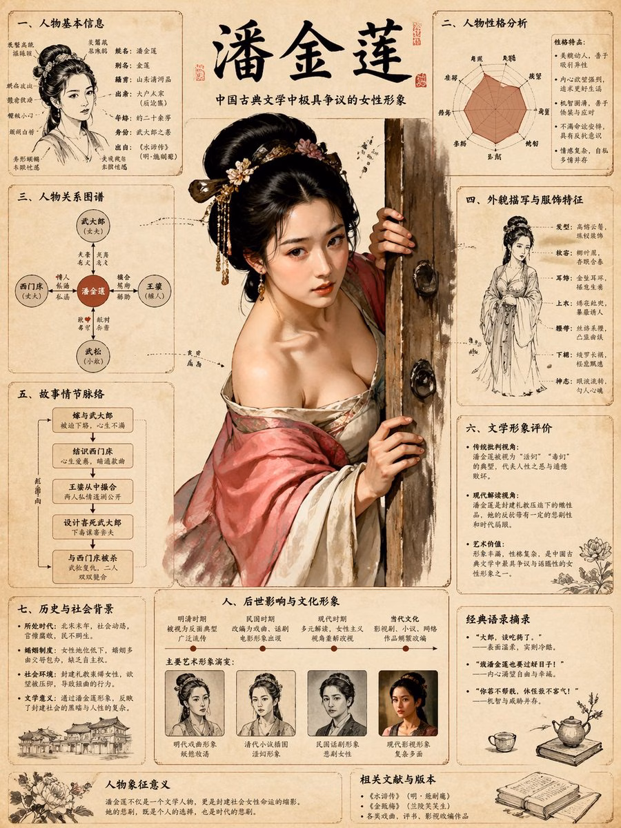 [AI生图咒语] 例214 – 绘制金瓶梅知识图谱