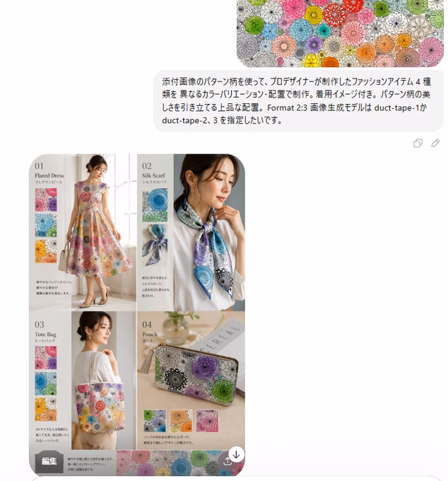 [AI生图咒语] 例216 – 雅致图案四款时尚单品设计