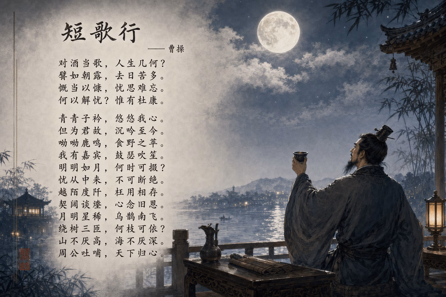 [AI生图咒语] 例337 – 《短歌行》诗词意境图