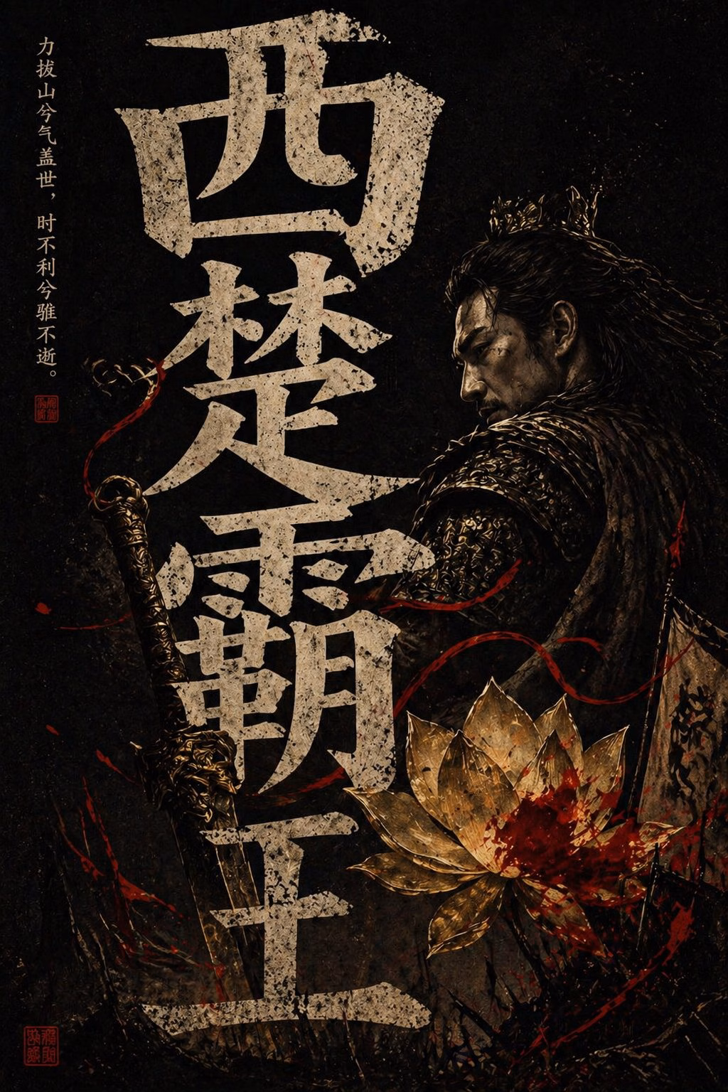 [AI生图咒语] 例352 – 西楚霸王国风暗黑海报