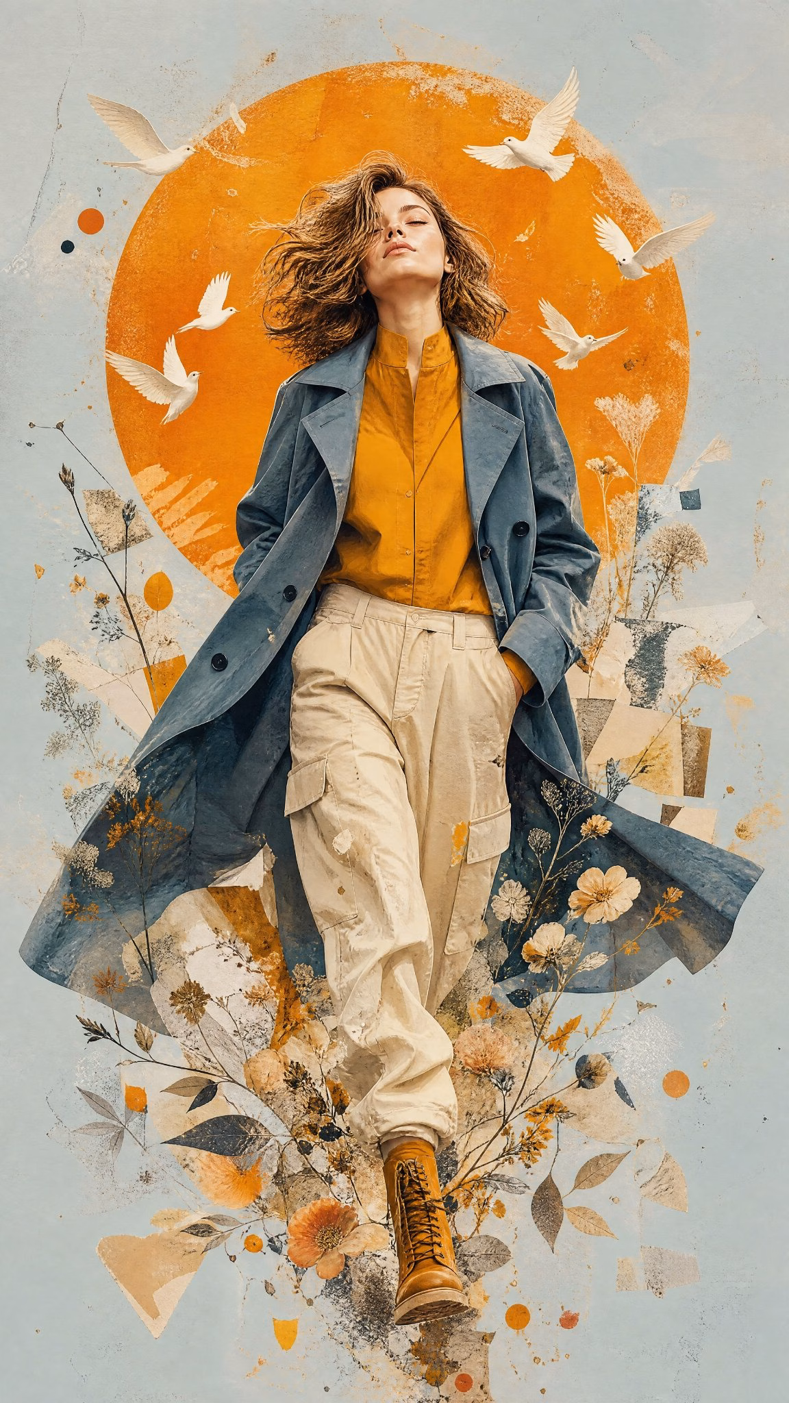 [AI生图咒语] 现代混合介质自信女性时尚插画