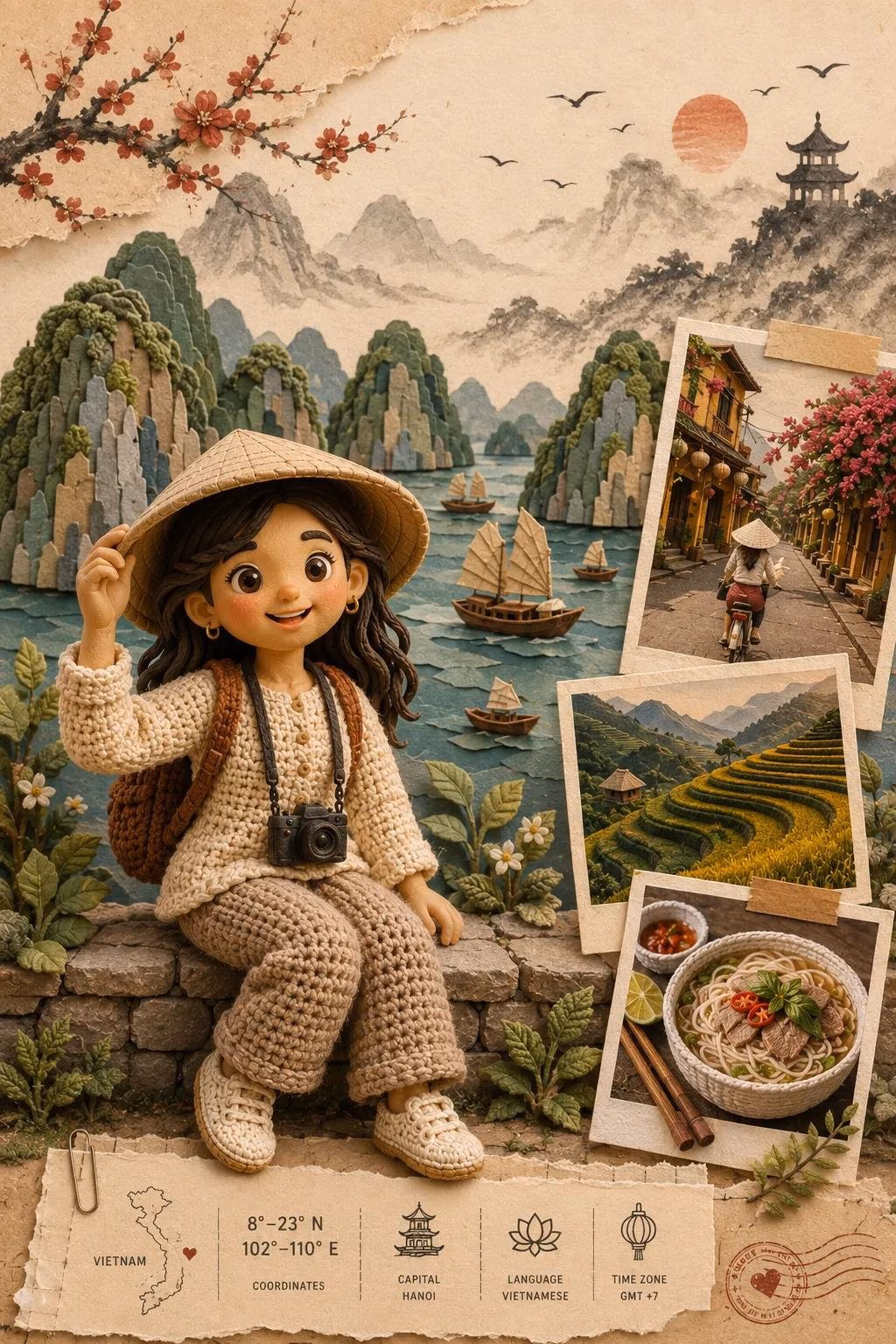 [AI生图咒语] 手工立体模型风格目的地旅行海报