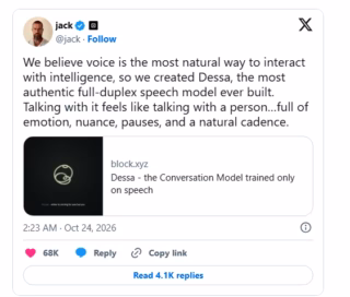 彻底抛弃 ASR+LLM+TTS 级联拼装！Jack Dorsey 旗下 Block 重磅发布全双工语音模型 Dessa：纯人类语音端到端建模、拟真情感笑声与 Mac 本地离线部署全景拆解